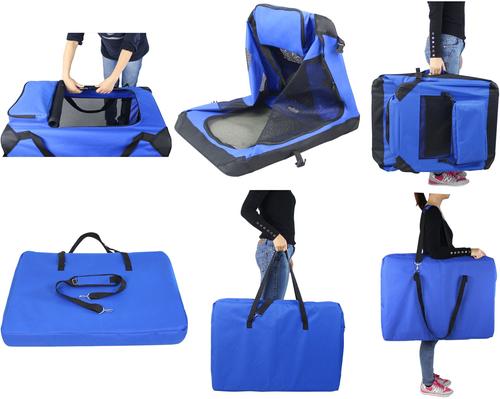 Show full view: EliteField 3-Door Collapsible Soft-Sided Dog Crate, Royal Blue, 36 inch slide 6 of 9