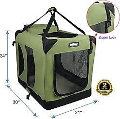 EliteField 3-Door Collapsible Soft-Sided Dog Crate, Sage Green, 30 inch slide 2 of 9