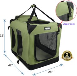 EliteField 3-Door Collapsible Soft-Sided Dog Crate, Sage Green, 42 inch slide 2 of 9