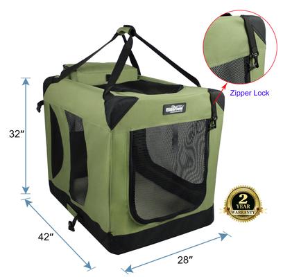 Show full view: EliteField 3-Door Collapsible Soft-Sided Dog Crate, Sage Green, 42 inch slide 2 of 12