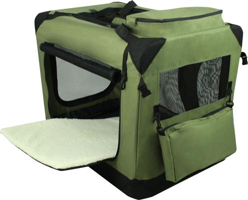 Show full view: EliteField 3-Door Collapsible Soft-Sided Dog Crate, Sage Green, 42 inch slide 4 of 12