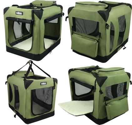 Show full view: EliteField 3-Door Collapsible Soft-Sided Dog Crate, Sage Green, 42 inch slide 5 of 12