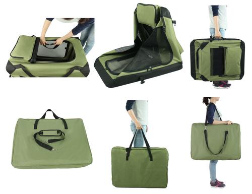 Show full view: EliteField 3-Door Collapsible Soft-Sided Dog Crate, Sage Green, 42 inch slide 6 of 12