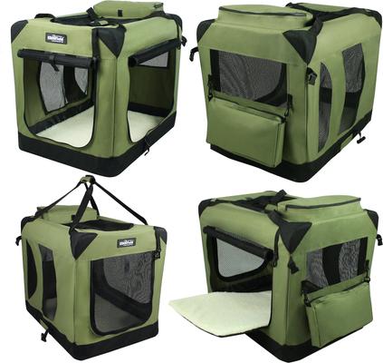 Show full view: EliteField 3-Door Collapsible Soft-Sided Dog Crate, Sage Green, 42 inch slide 8 of 12