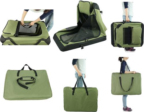 Show full view: EliteField 3-Door Collapsible Soft-Sided Dog Crate, Sage Green, 42 inch slide 9 of 12