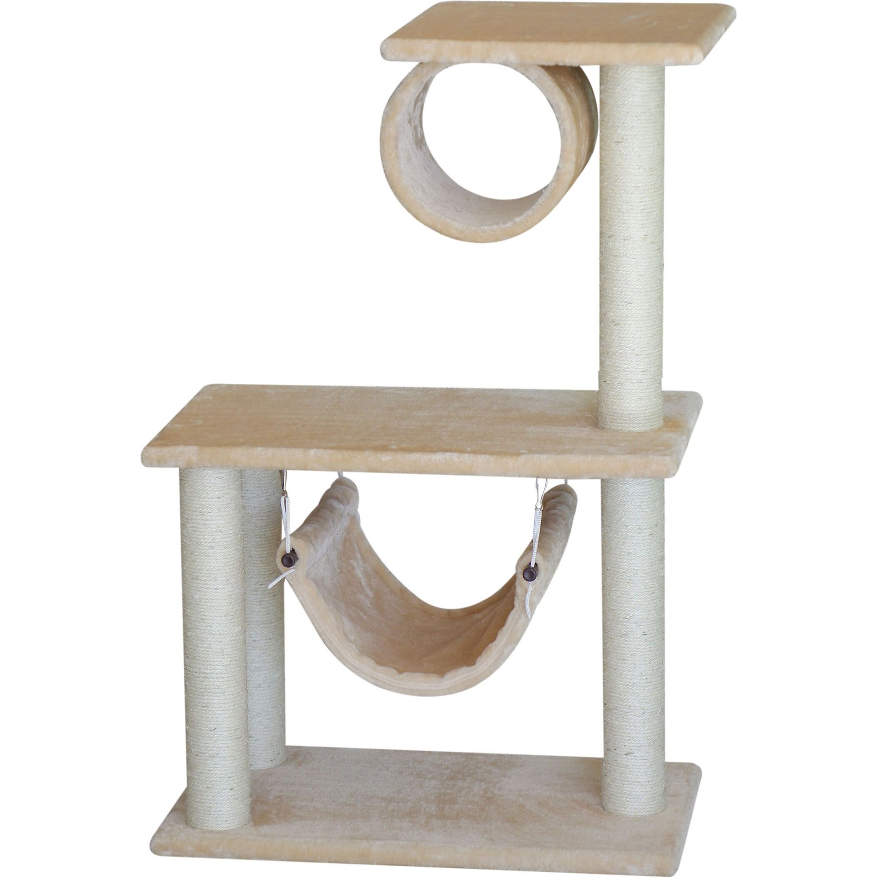 EliteField 37-in Faux Fur Circle Cubby Cat Tree, Beige
