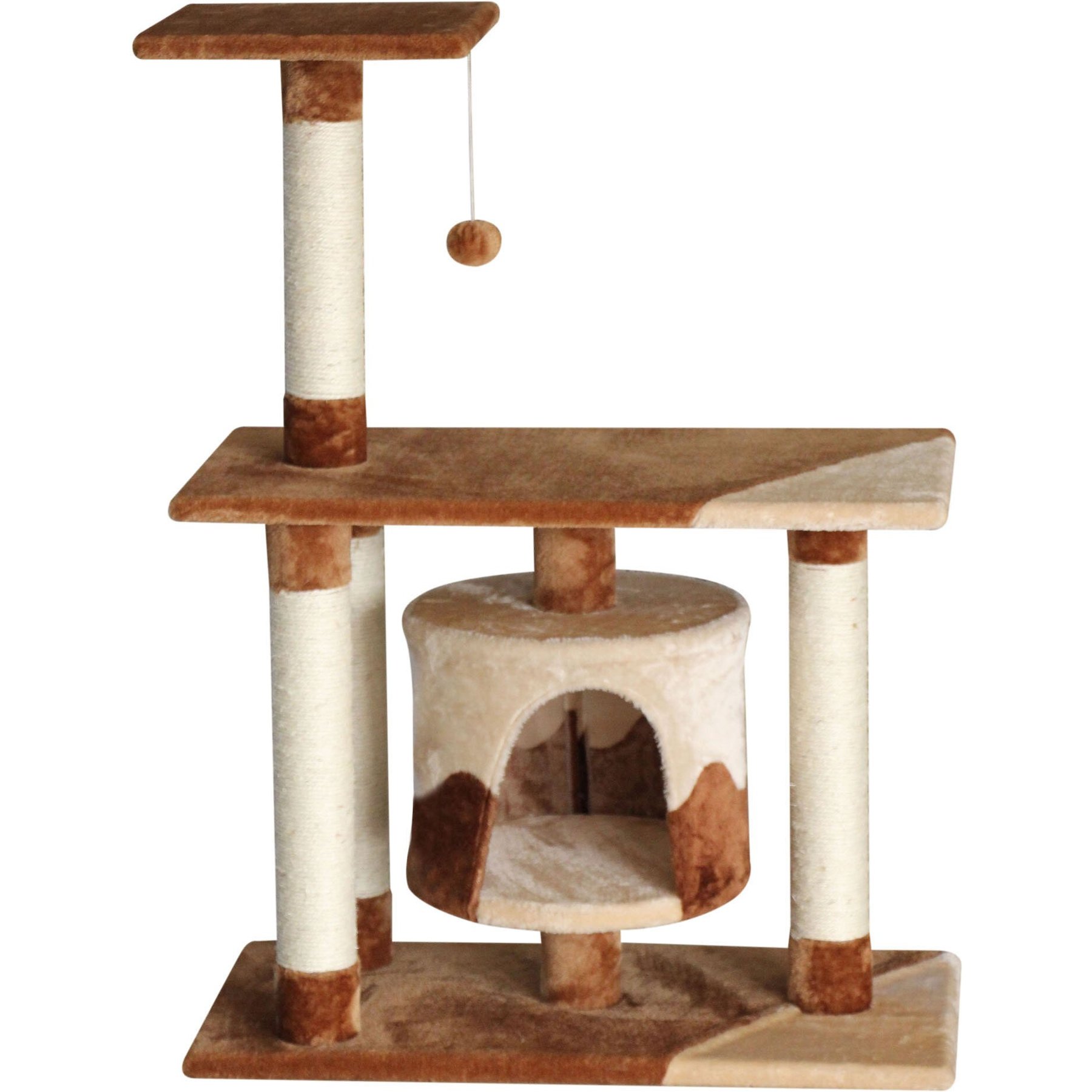EliteField 38-in Faux Fur Cat Tree & Condo, Brown/Beige