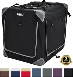 EliteField 4-Door Collapsible Soft-Sided Dog Crate, Black, L: 42-in L x 28-in W x 32-in H