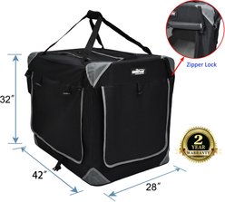 EliteField 4-Door Collapsible Soft-Sided Dog Crate, Black, L: 42-in L x 28-in W x 32-in H slide 2 of 9