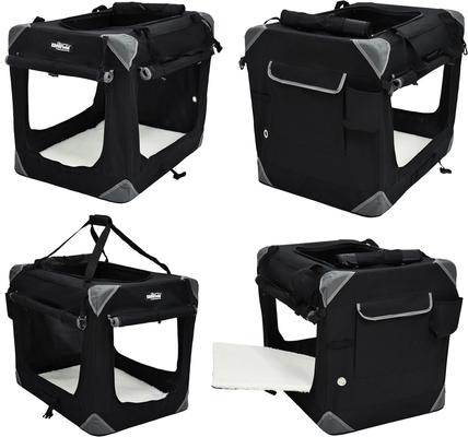Show full view: EliteField 4-Door Collapsible Soft-Sided Dog Crate, Black, L: 42-in L x 28-in W x 32-in H slide 5 of 12