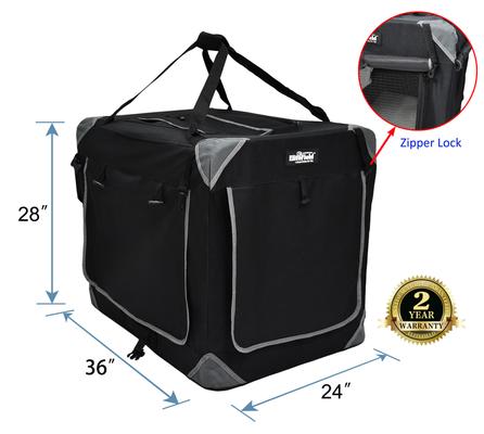 Show full view: EliteField 4-Door Collapsible Soft-Sided Dog Crate, Black, Med/L: 36-in L x 24-in W x 28-in H slide 2 of 12