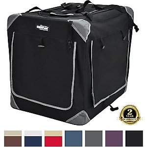 EliteField 4-Door Collapsible Soft-Sided Dog Crate, Black, X-Small: 20-in L x 14-in W x 14-in H