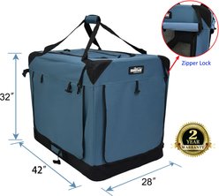 EliteField 4-Door Collapsible Soft-Sided Dog Crate, Blue Gray, L: 42-in L x 28-in W x 32-in H slide 2 of 9