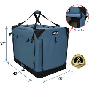 EliteField 4-Door Collapsible Soft-Sided Dog Crate, Blue Gray, L: 42-in L x 28-in W x 32-in H