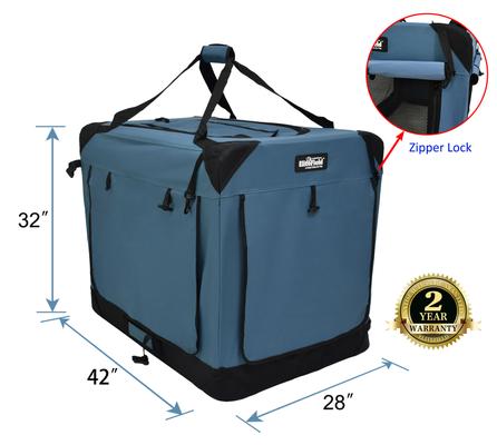 Show full view: EliteField 4-Door Collapsible Soft-Sided Dog Crate, Blue Gray, L: 42-in L x 28-in W x 32-in H slide 2 of 12