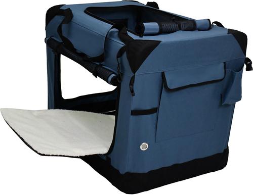 Show full view: EliteField 4-Door Collapsible Soft-Sided Dog Crate, Blue Gray, L: 42-in L x 28-in W x 32-in H slide 4 of 12
