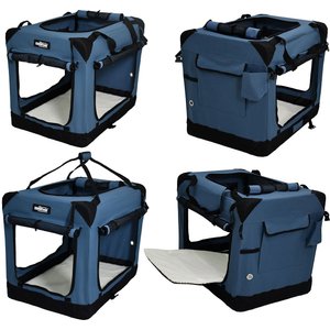 EliteField 4-Door Collapsible Soft-Sided Dog Crate, Blue Gray, L: 42-in L x 28-in W x 32-in H