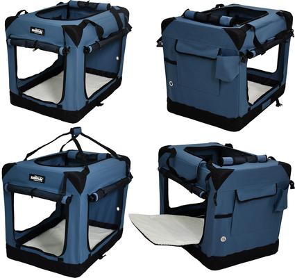 Show full view: EliteField 4-Door Collapsible Soft-Sided Dog Crate, Blue Gray, L: 42-in L x 28-in W x 32-in H slide 5 of 12
