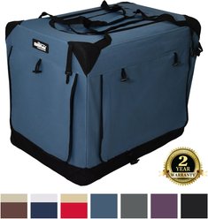 EliteField 4-Door Collapsible Soft-Sided Dog Crate, Blue Gray, Med: 30-in L x 21-in W x 24-in H