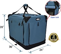 EliteField 4-Door Collapsible Soft-Sided Dog Crate, Blue Gray, Med/L: 36-in L x 24-in W x 28-in H slide 2 of 9