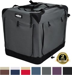 EliteField 4-Door Collapsible Soft-Sided Dog Crate, Gray, L: 42-in L x 28-in W x 32-in H