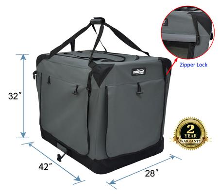 Show full view: EliteField 4-Door Collapsible Soft-Sided Dog Crate, Gray, L: 42-in L x 28-in W x 32-in H slide 2 of 12