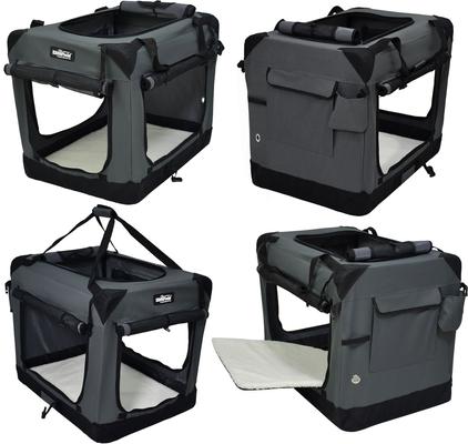 Show full view: EliteField 4-Door Collapsible Soft-Sided Dog Crate, Gray, Med: 30-in L x 21-in W x 24-in H slide 5 of 12