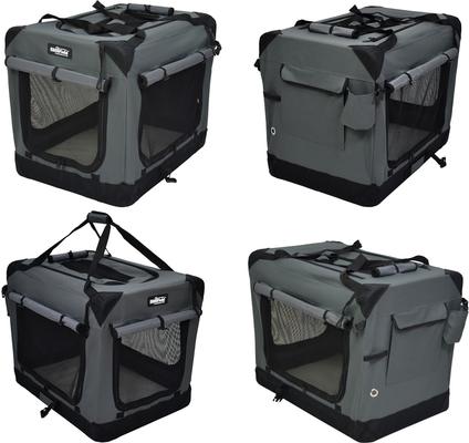 Show full view: EliteField 4-Door Collapsible Soft-Sided Dog Crate, Gray, Med: 30-in L x 21-in W x 24-in H slide 6 of 12