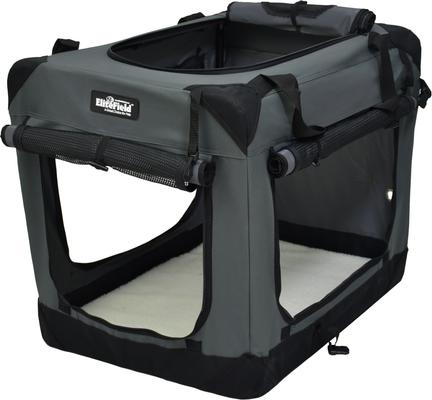 Show full view: EliteField 4-Door Collapsible Soft-Sided Dog Crate, Gray, X-Small: 20-in L x 14-in W x 14-in H slide 3 of 12