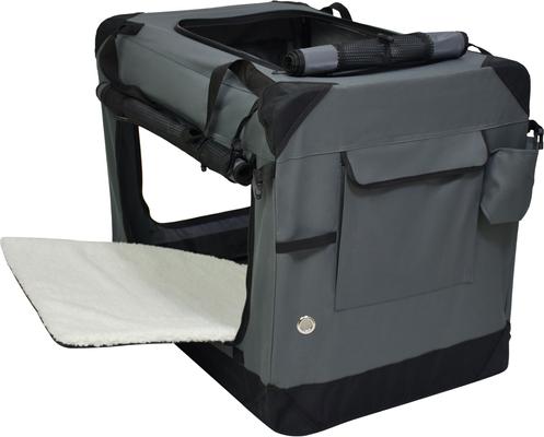 Show full view: EliteField 4-Door Collapsible Soft-Sided Dog Crate, Gray, X-Small: 20-in L x 14-in W x 14-in H slide 4 of 12
