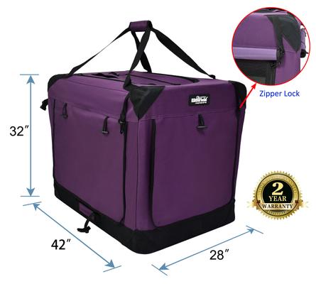 Show full view: EliteField 4-Door Collapsible Soft-Sided Dog Crate, Purple, L: 42-in L x 28-in W x 32-in H slide 3 of 13