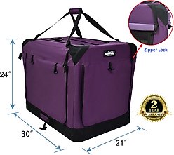 EliteField 4-Door Collapsible Soft-Sided Dog Crate, Purple, Med: 30-in L x 21-in W x 24-in H slide 2 of 9
