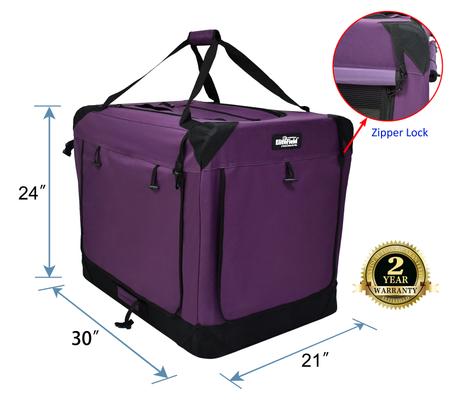 Show full view: EliteField 4-Door Collapsible Soft-Sided Dog Crate, Purple, Med: 30-in L x 21-in W x 24-in H slide 2 of 12