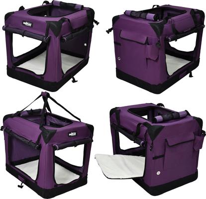 Show full view: EliteField 4-Door Collapsible Soft-Sided Dog Crate, Purple, Med: 30-in L x 21-in W x 24-in H slide 5 of 12