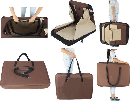 Show full view: EliteField 4-Door Collapsible Soft-Sided Dog Crate with Curtains, Brown/Beige, 30 inch slide 9 of 13