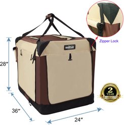 EliteField 4-Door Collapsible Soft-Sided Dog Crate with Curtains, Brown/Beige, 36 inch slide 2 of 9