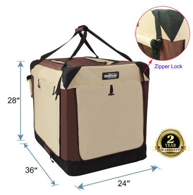 Show full view: EliteField 4-Door Collapsible Soft-Sided Dog Crate with Curtains, Brown/Beige, 36 inch slide 2 of 12
