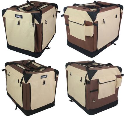 Show full view: EliteField 4-Door Collapsible Soft-Sided Dog Crate with Curtains, Brown/Beige, 36 inch slide 7 of 12