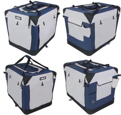 Show full view: EliteField 4-Door Collapsible Soft-Sided Dog Crate with Curtains, Navy Blue/Gray, 36 inch slide 7 of 12