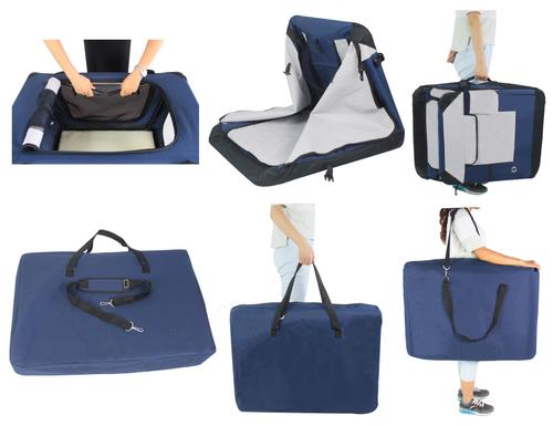 Show full view: EliteField 4-Door Collapsible Soft-Sided Dog Crate with Curtains, Navy Blue/Gray, 42 inch slide 8 of 12