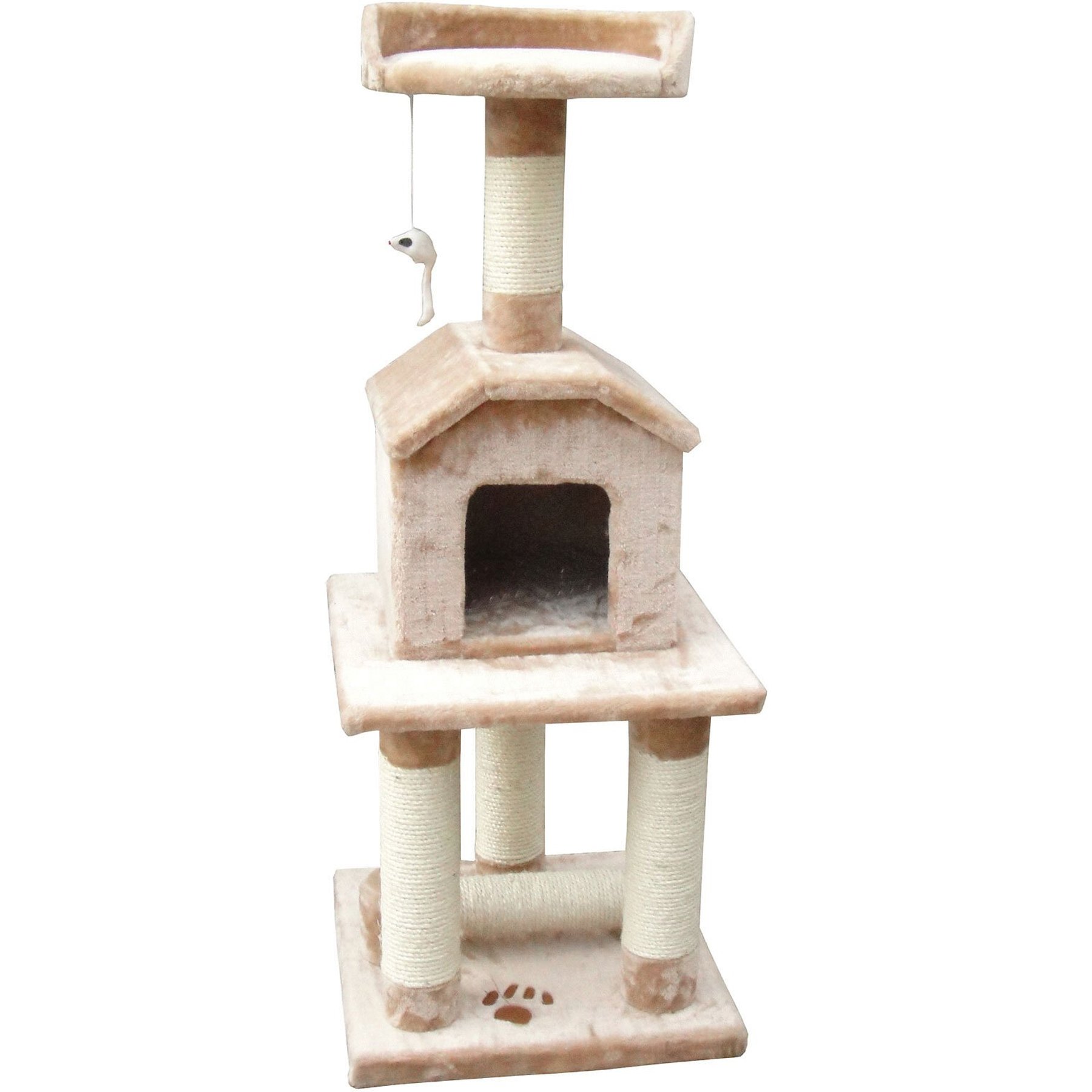 EliteField 45-in Faux Fur Cat Tree & Condo, Beige