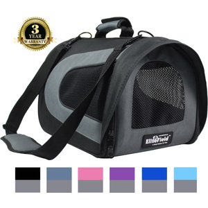 EliteField Deluxe Soft Airline-Approved Dog & Cat Carrier Bag, Black/Gray, 18-in