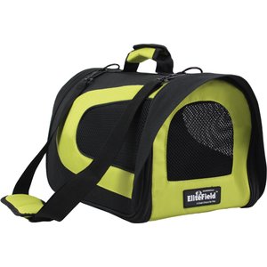EliteField Deluxe Soft Airline-Approved Dog & Cat Carrier Bag, Black/Lemon Green, 20-in