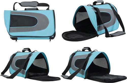 Show full view: EliteField Deluxe Soft Airline-Approved Dog & Cat Carrier Bag, Blue/Gray, 20-in slide 4 of 6