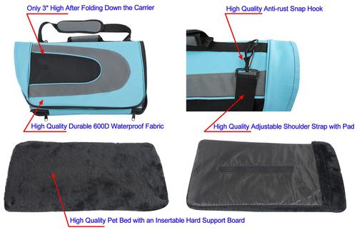 Show full view: EliteField Deluxe Soft Airline-Approved Dog & Cat Carrier Bag, Blue/Gray, 20-in slide 5 of 6