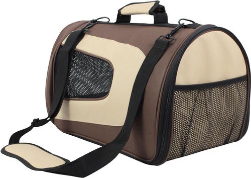 Show full view: EliteField Deluxe Soft Airline-Approved Dog & Cat Carrier Bag, Brown/Beige, 18-in slide 3 of 7