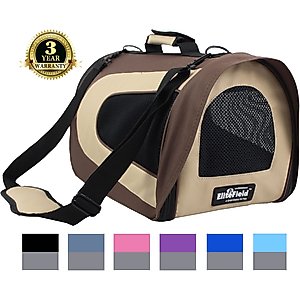 EliteField Deluxe Soft Airline-Approved Dog & Cat Carrier Bag, Brown/Beige, 20-in