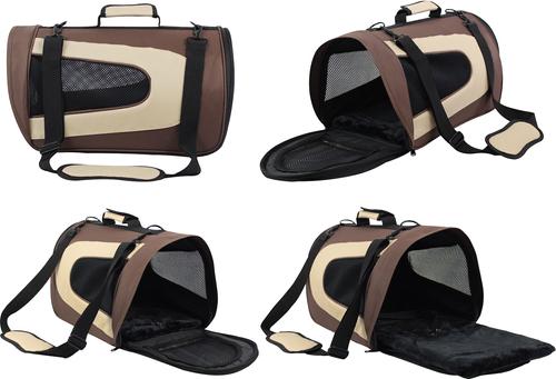 Show full view: EliteField Deluxe Soft Airline-Approved Dog & Cat Carrier Bag, Brown/Beige, 20-in slide 4 of 6