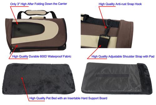 Show full view: EliteField Deluxe Soft Airline-Approved Dog & Cat Carrier Bag, Brown/Beige, 20-in slide 5 of 6