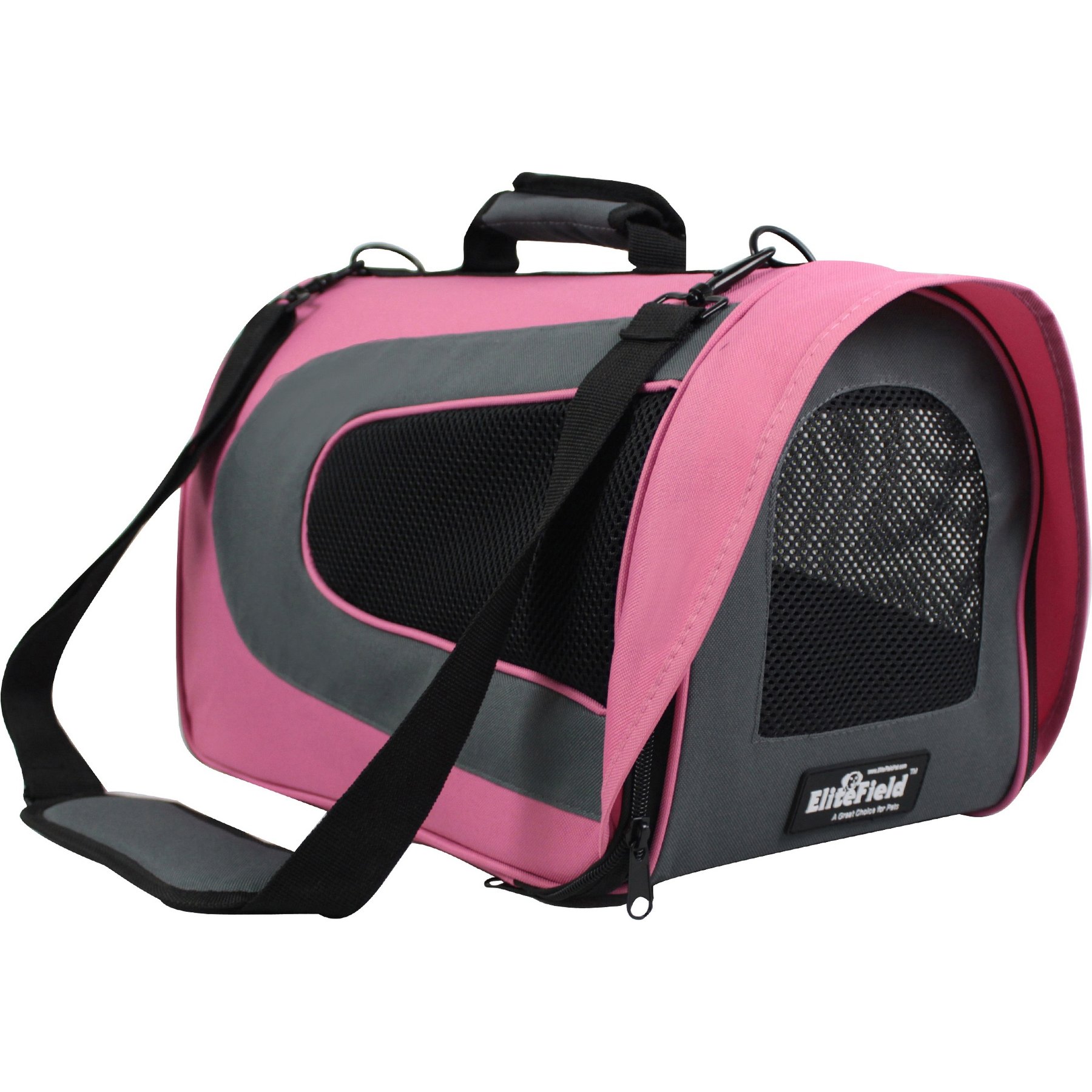 EliteField Deluxe Soft Airline-Approved Dog & Cat Carrier Bag, Pink/Gray, 18-in